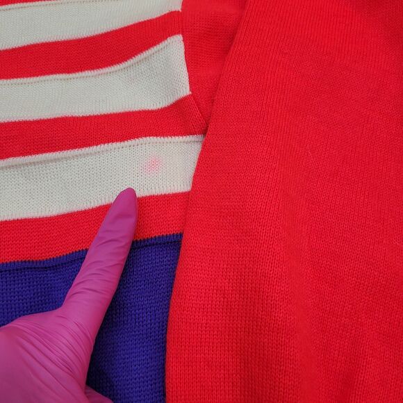 Vintage 80s MOD Sweater Small 19x23 Red - Picture 8 of 10